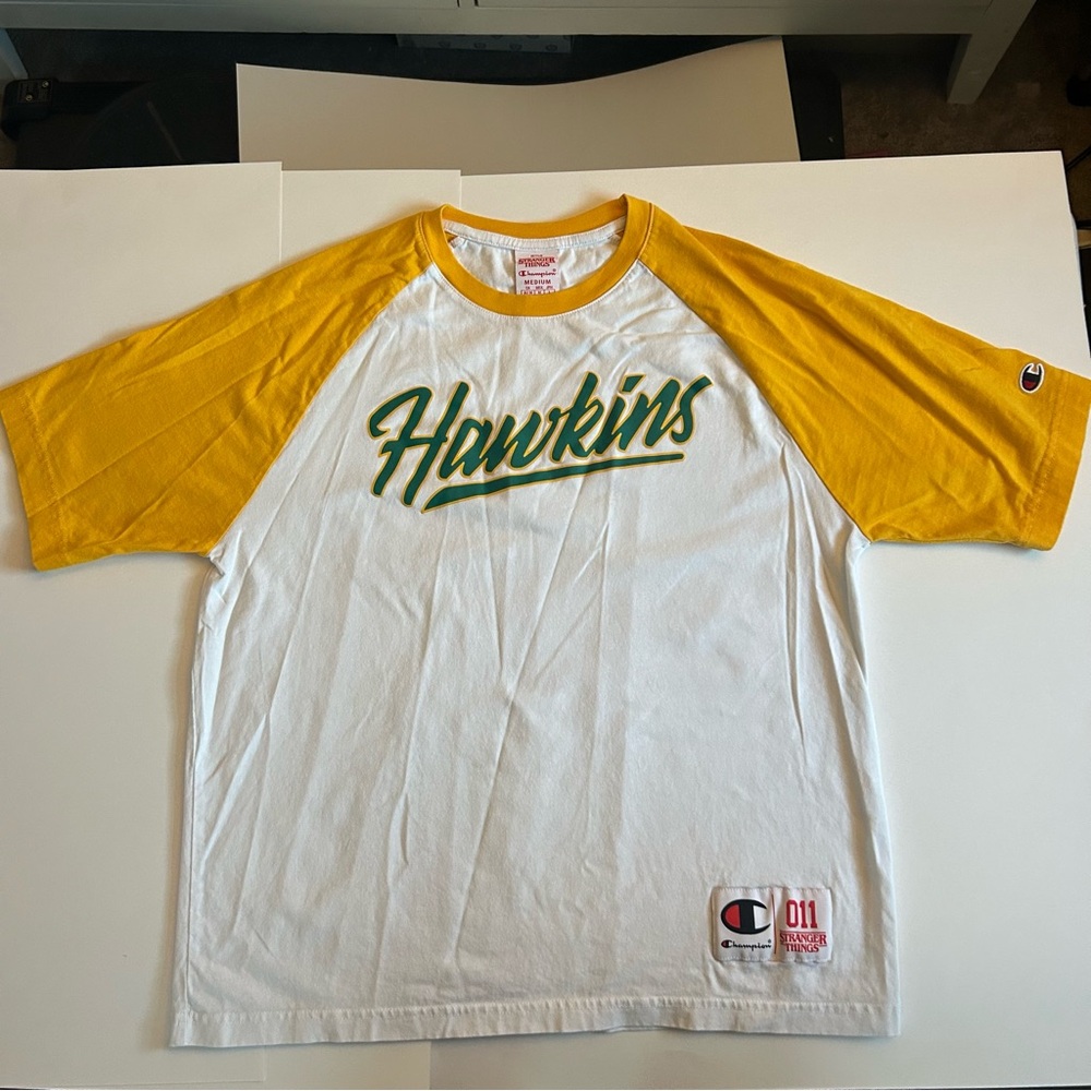 Champion Yellow and White Raglan Tee